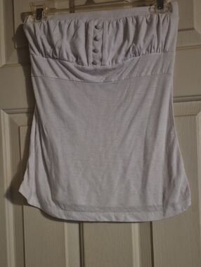 Charlotte Russe White Strapless Ruched Button Tube Top